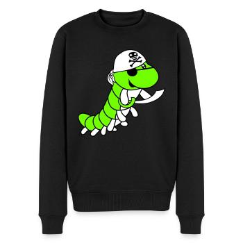 Raupe Böse Piraten Matrose Mütze Lustig Süß Comic - Männer Premium Bio Pullover - Schwarz - Vorne - Nico (187cm)