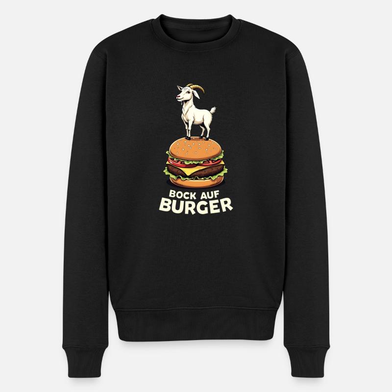 Bock Auf Burger Lustiger Burger Spruch Burger - Männer Premium Bio Pullover - Schwarz
