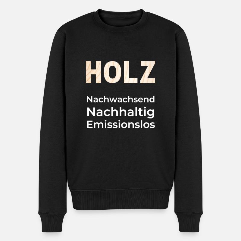 Holz nachhaltig, nachwachsend und emissionslos - Männer Premium Bio Pullover - Schwarz
