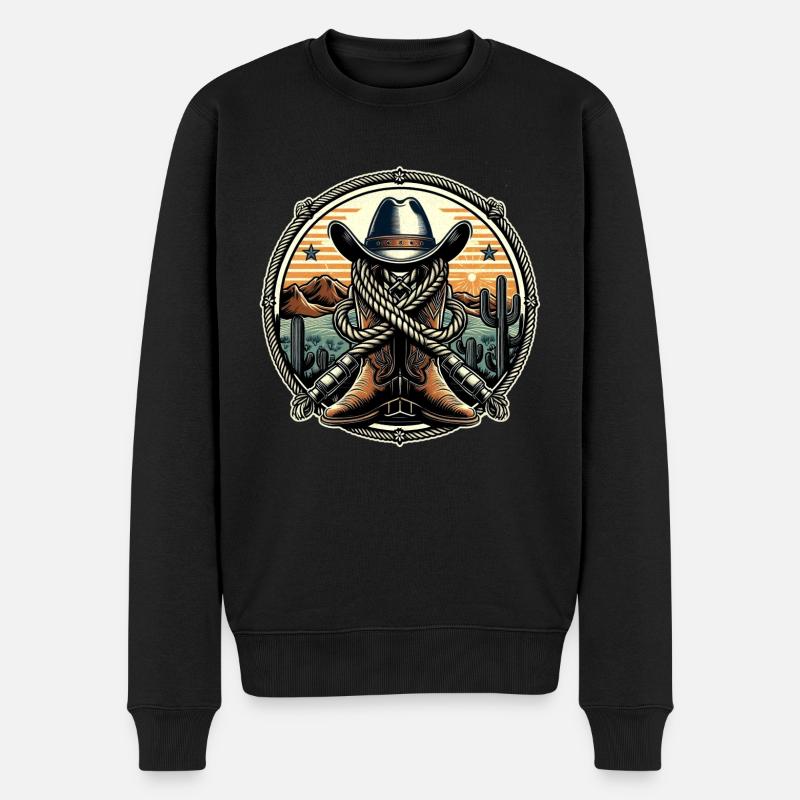 Western Logo 1 - Männer Premium Bio Pullover - Schwarz