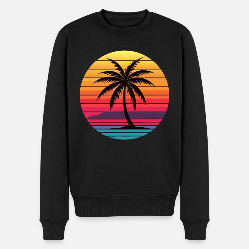 Palme Sunrise - Männer Premium Bio Pullover - Schwarz