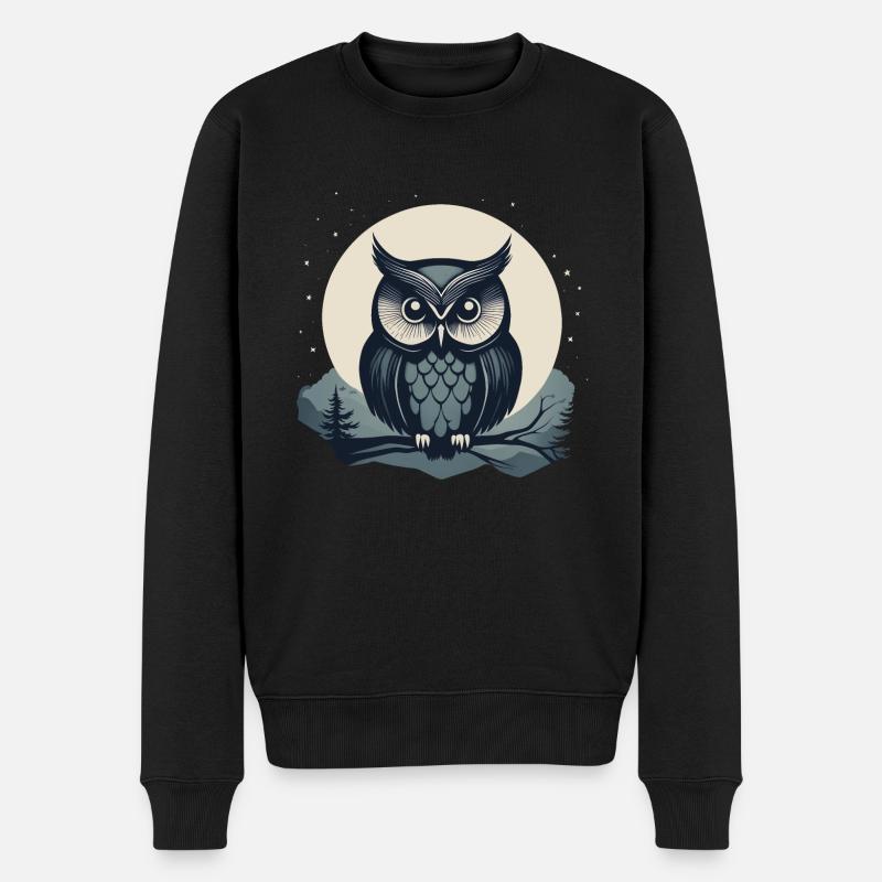 StilisierteEule - Männer Premium Bio Pullover - Schwarz