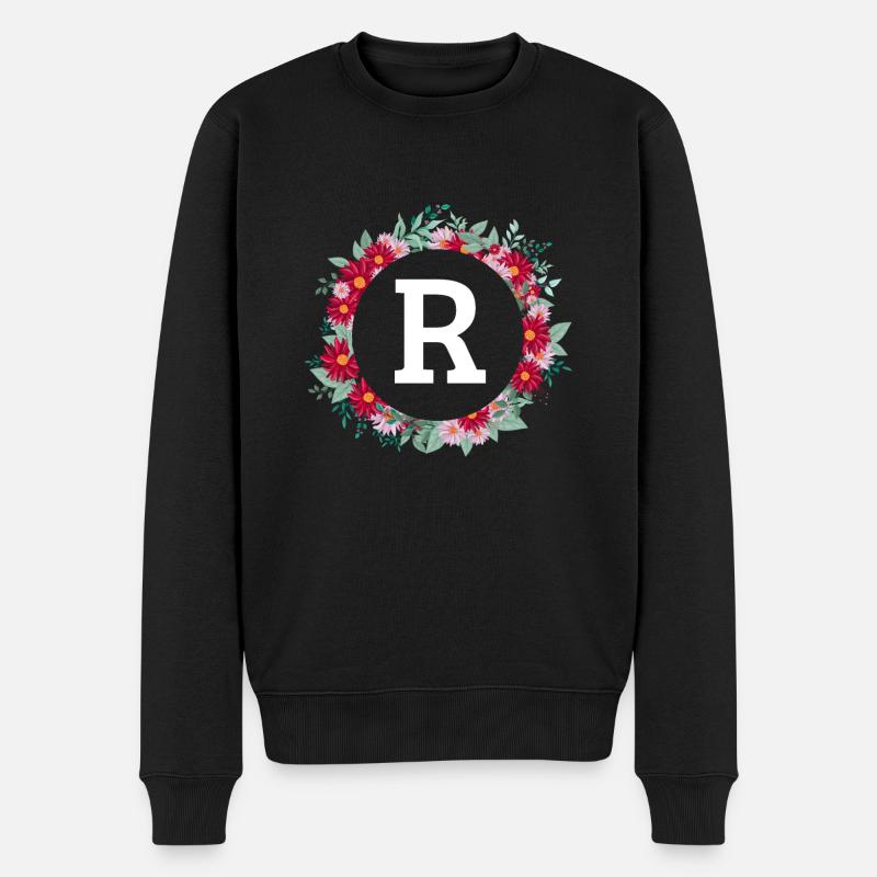 Buchstabe r Blumenkrone - Männer Premium Bio Pullover - Schwarz