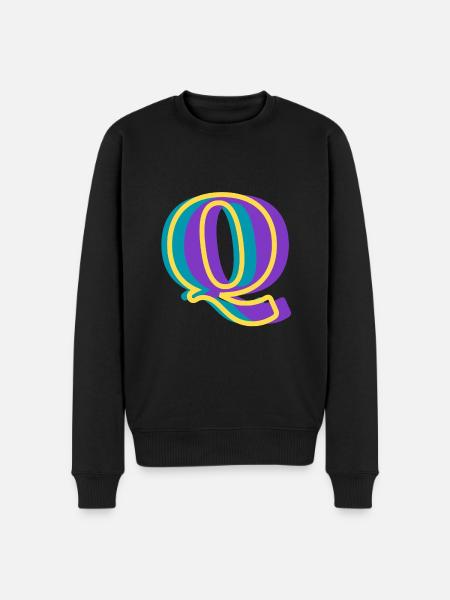 Mehrfarbiger Buchstabe q - Männer Premium Bio Pullover - Schwarz