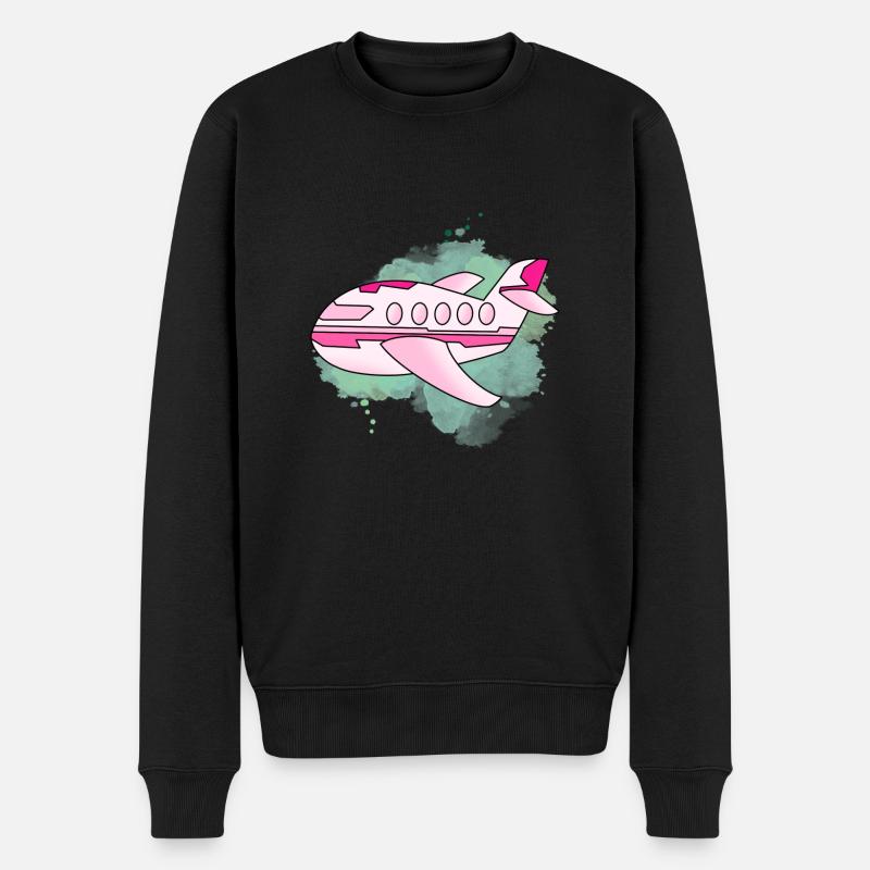 Flugzeug - Männer Premium Bio Pullover - Schwarz