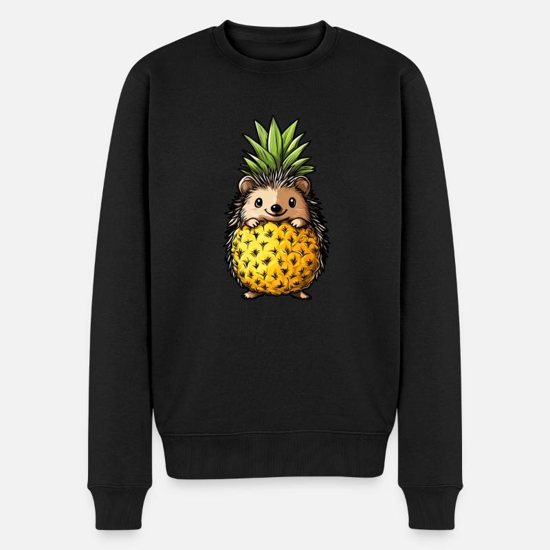 Ananas Igel - Männer Premium Bio Pullover - Schwarz
