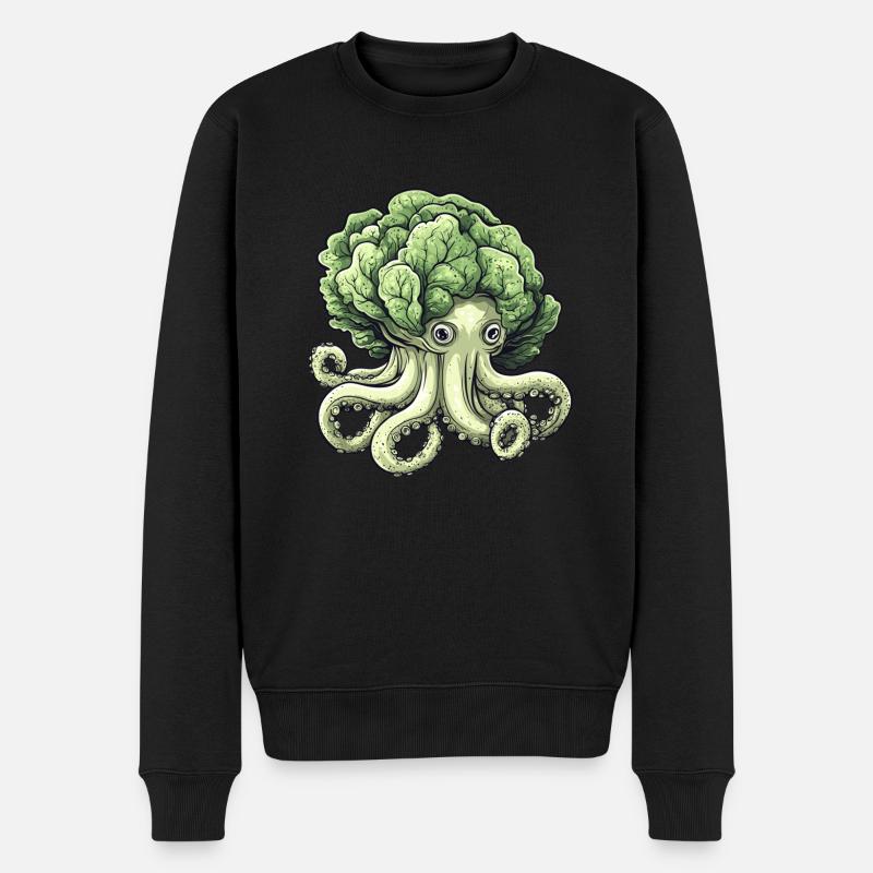 Oktopus Kohlkopf - Männer Premium Bio Pullover - Schwarz
