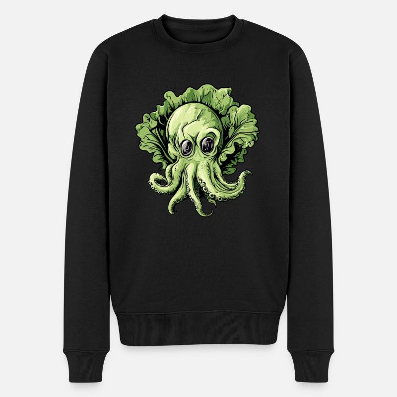 Oktopus Kohlkopf - Männer Premium Bio Pullover - Schwarz
