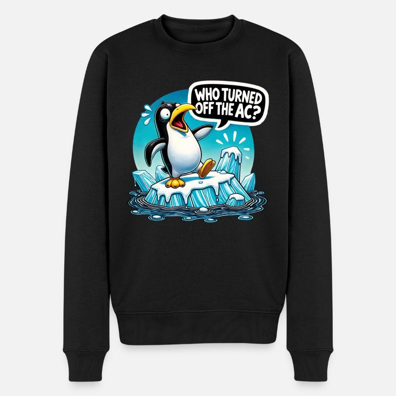 Drôle de pingouin réchauffement climatique - Pull Premium bio Homme - noir