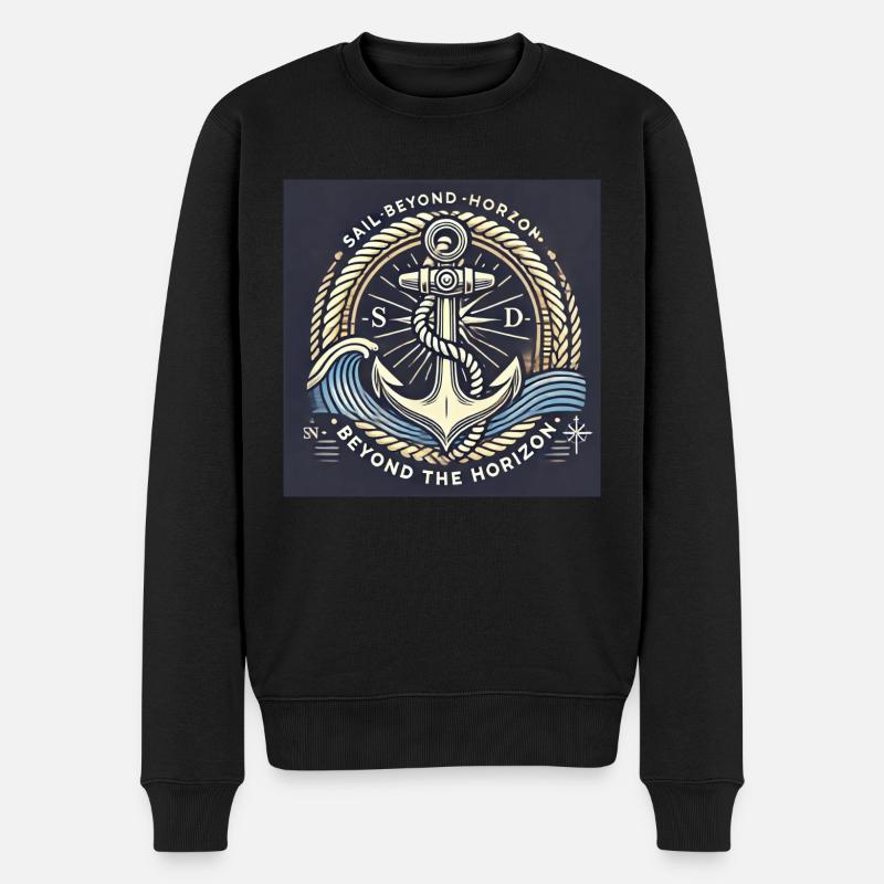beyond the horizon maritimes zeitloses Motiv Anker - Männer Premium Bio Pullover - Schwarz
