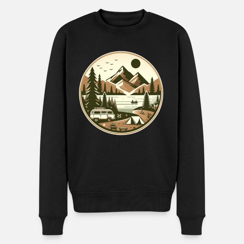 Natur & Abenteuer – Idyllisches Camping-Motiv - Männer Premium Bio Pullover - Schwarz