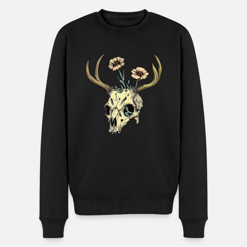Wendigo Blumen Schädel Wild - Männer Premium Bio Pullover - Schwarz