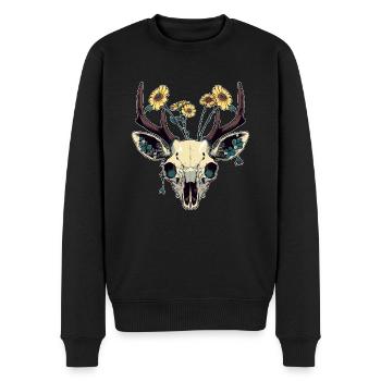Wendigo Blumen Schädel Wild - Männer Premium Bio Pullover - Schwarz - Vorne - Nico (187cm)