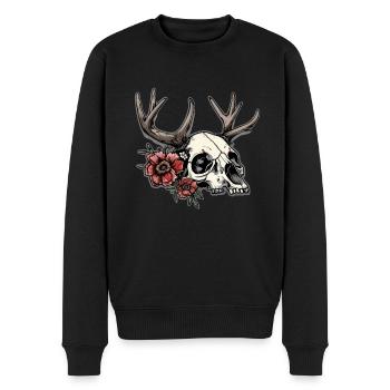 Wendigo Blumen Schädel Wild - Männer Premium Bio Pullover - Schwarz - Vorne - Nico (187cm)