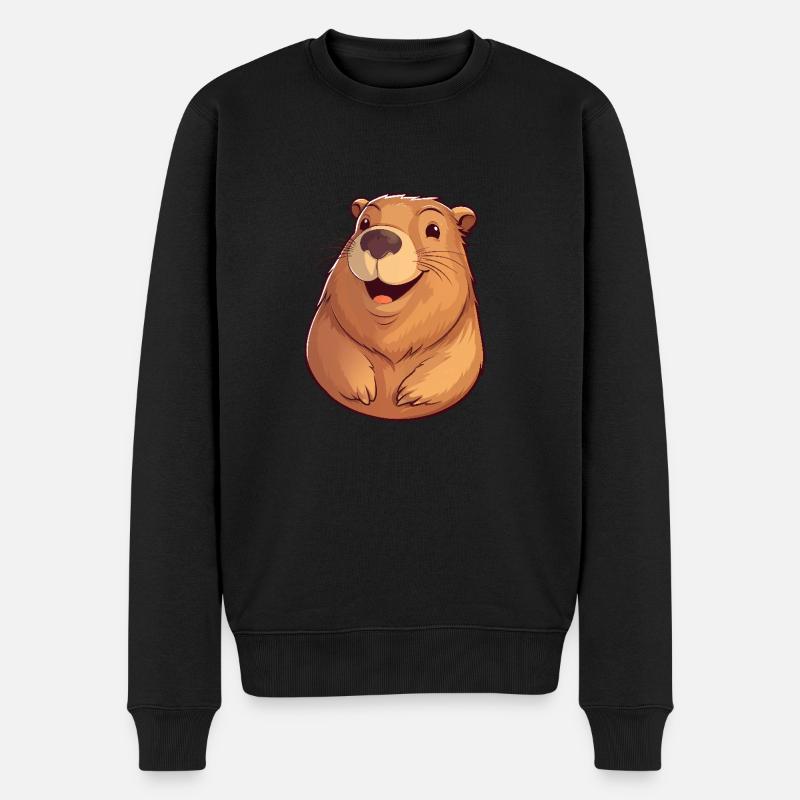 Capibara - Männer Premium Bio Pullover - Schwarz