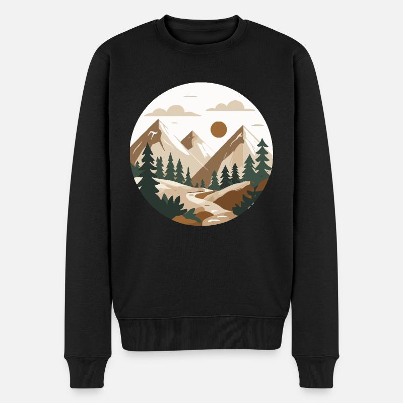 Berg Wandern - Männer Premium Bio Pullover - Schwarz