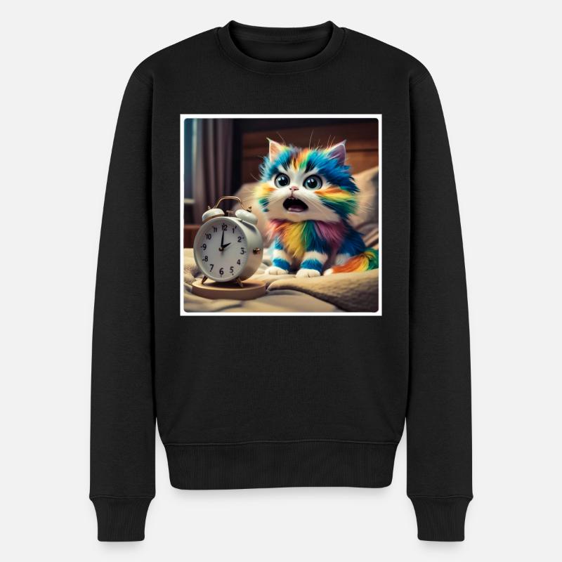Chat avec réveil - Pull Premium bio Homme - noir