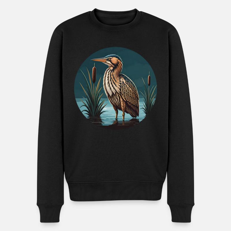 Rohrdommel Botaurus Stellaris Reiher - Männer Premium Bio Pullover - Schwarz