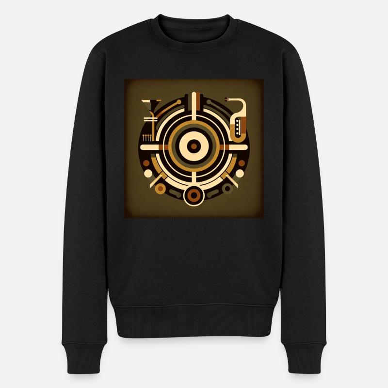 Abstraktes Musik-Design mit Retro-Elementen - Männer Premium Bio Pullover - Schwarz