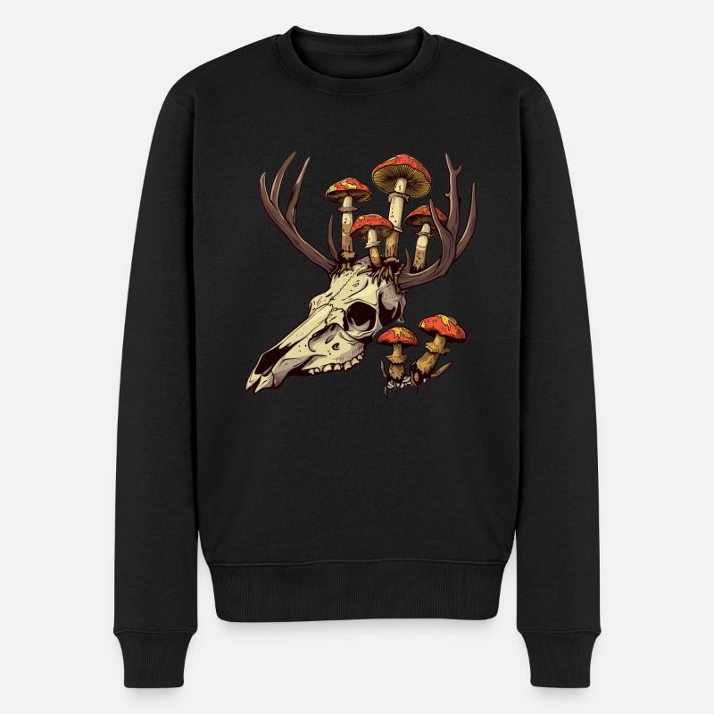 Crâne Champignons Nature Motif - Pull Premium bio Homme - noir