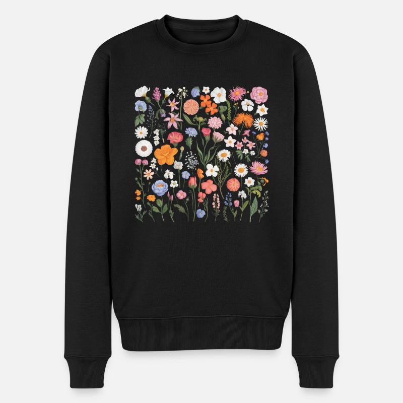 Blumen Liese - Männer Premium Bio Pullover - Schwarz