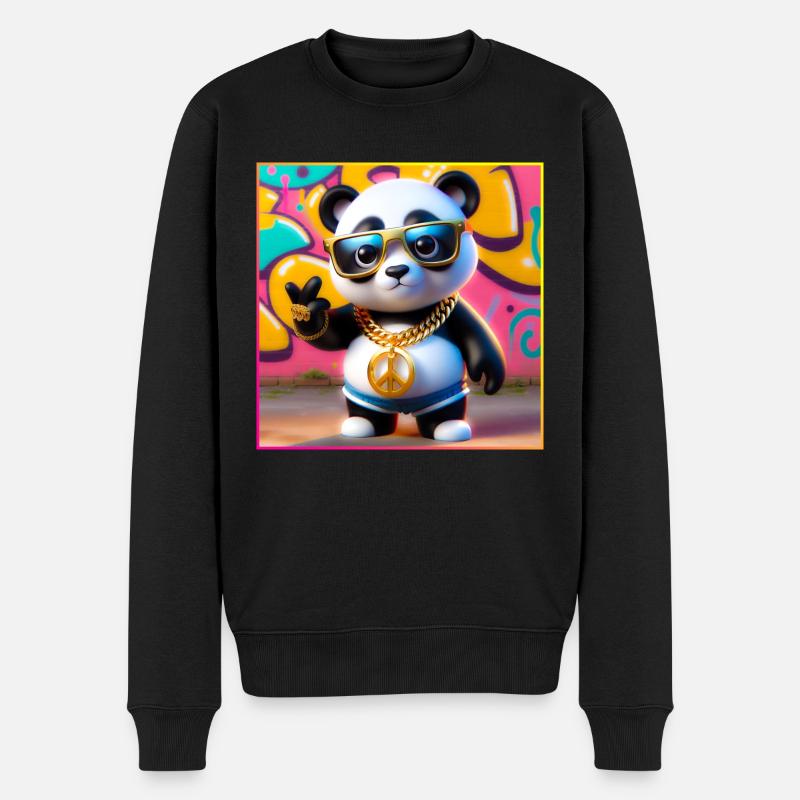 Cool Panda - Pull Premium bio Homme - noir