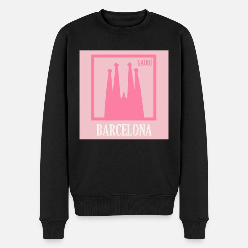 Barcelone rose - Pull Premium bio Homme - noir