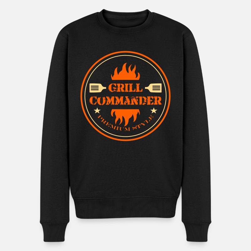 Grill Commander - Männer Premium Bio Pullover - Schwarz