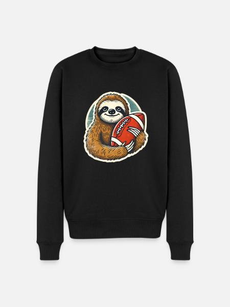 Football Faultier - Männer Premium Bio Pullover - Schwarz