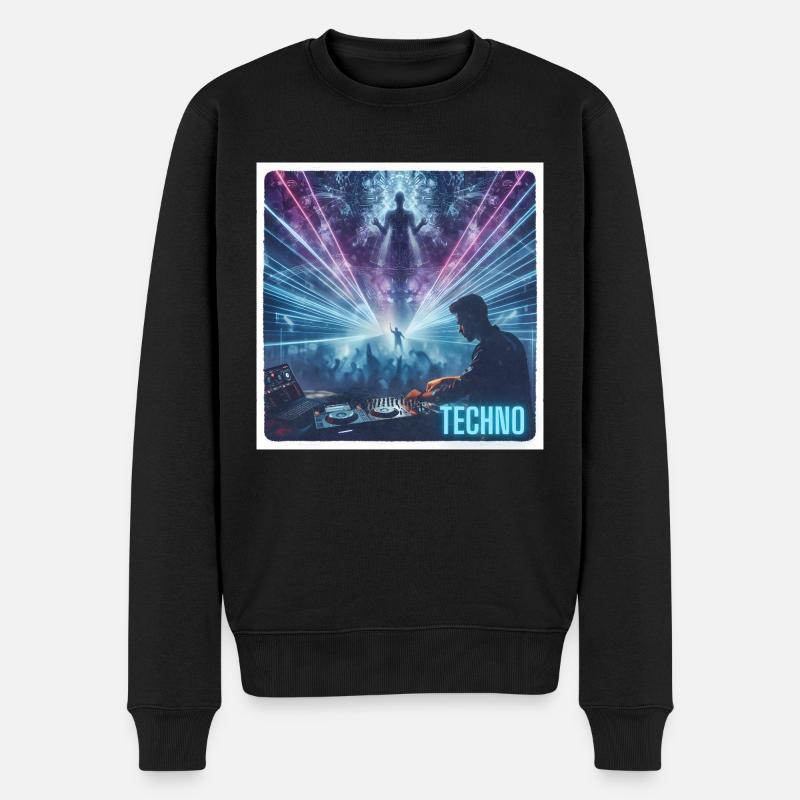 DJ mit Lasershow - Männer Premium Bio Pullover - Schwarz