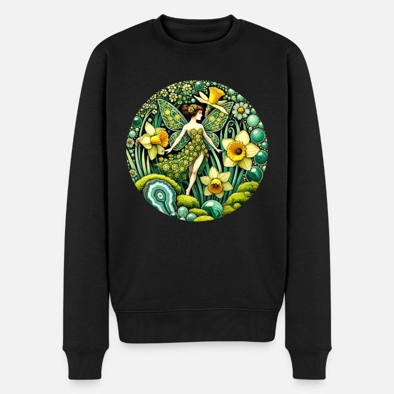 Narzisse Fee - Männer Premium Bio Pullover - Schwarz