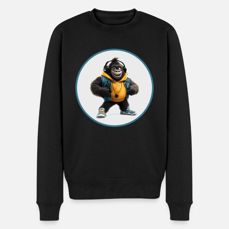 Gorilla - Männer Premium Bio Pullover - Schwarz
