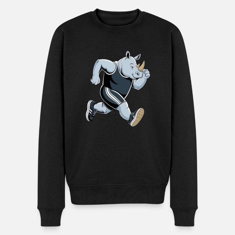 Energiegeladener Nashorn-Athlet - Männer Premium Bio Pullover - Schwarz