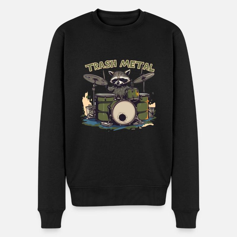 Trash Metal Raccoon Drums - Pull Premium bio Homme - noir