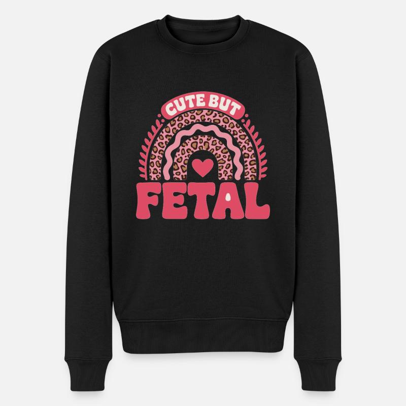 cute but fetal - Männer Premium Bio Pullover - Schwarz