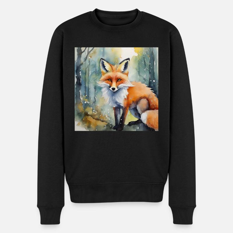 Waldschönheit Fuchs - Männer Premium Bio Pullover - Schwarz