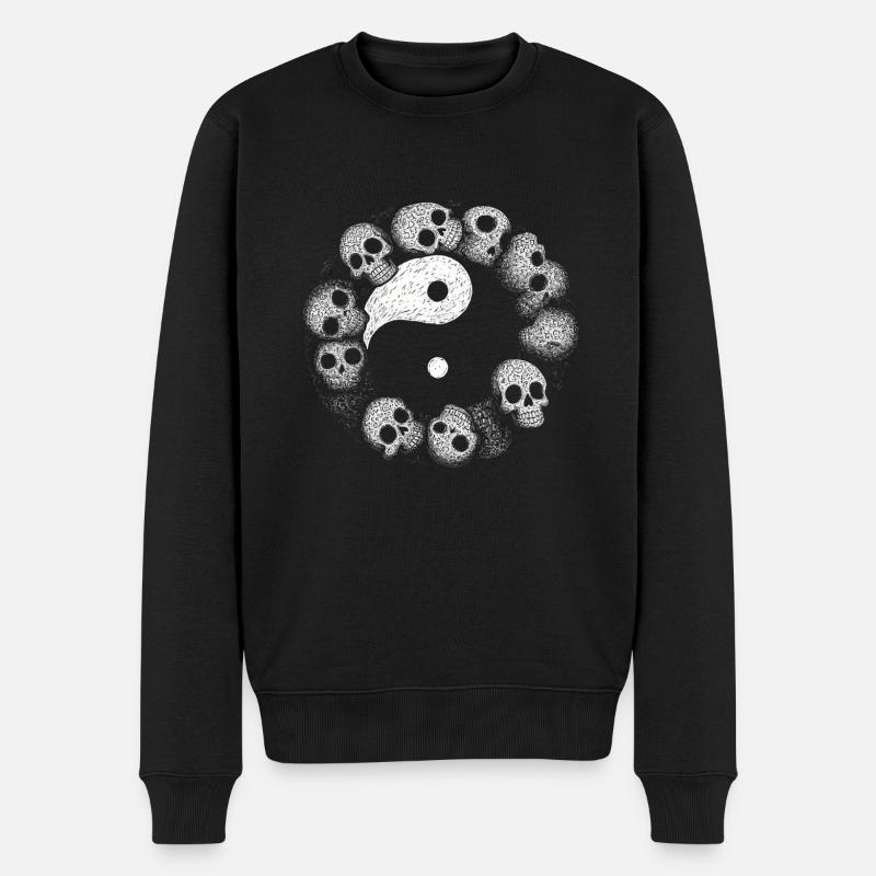 yin yang skull - Pull Premium bio Homme - noir