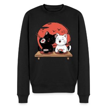 Sushi Katzen – Niedliches Japanisches Katzen-Desig - Männer Premium Bio Pullover - Schwarz - Vorne - Nico (187cm)