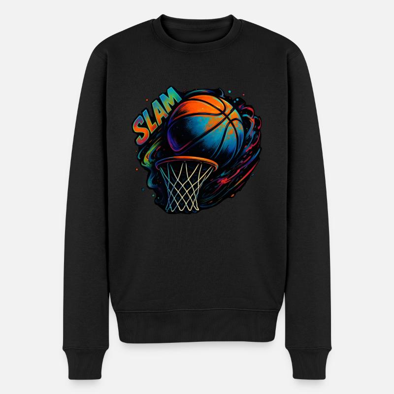Basketball Graffiti - Farbenfrohe Schatten - Männer Premium Bio Pullover - Schwarz