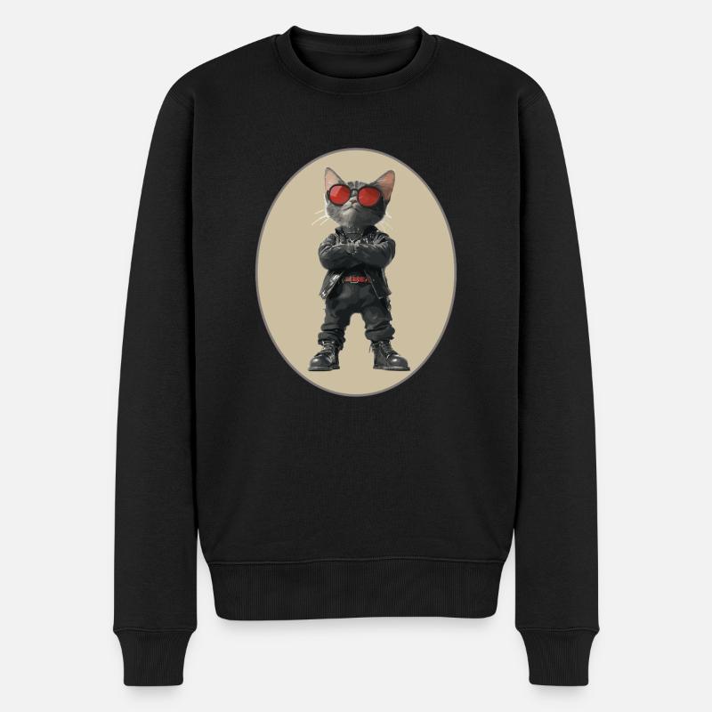 Katze - Männer Premium Bio Pullover - Schwarz