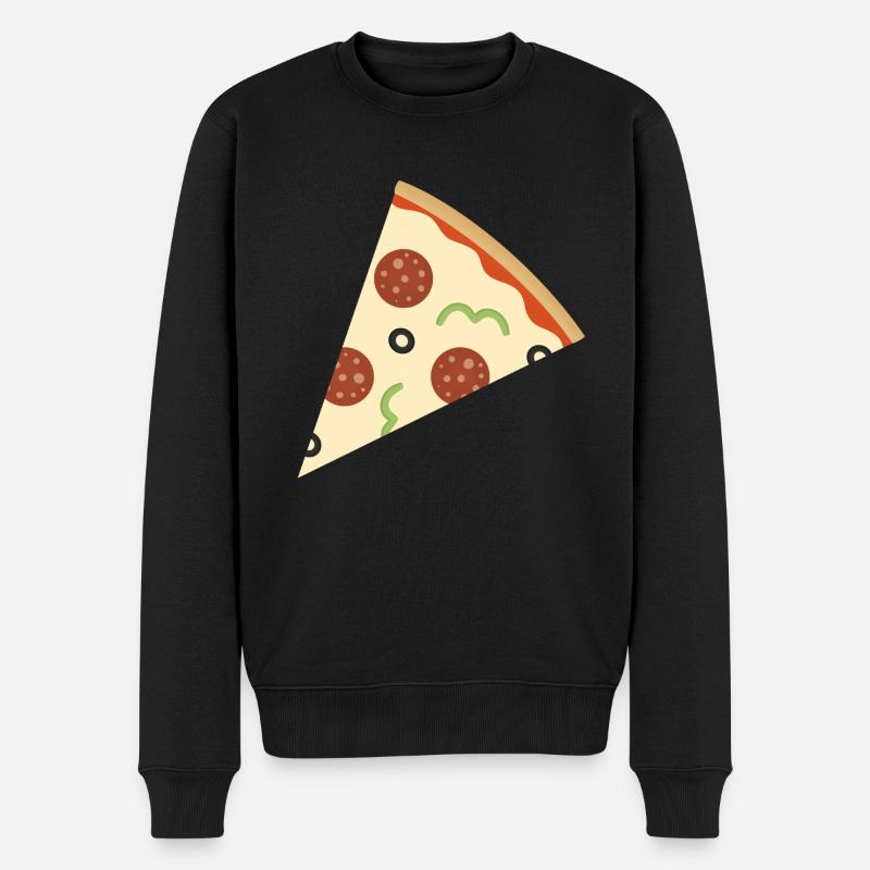 Pizzastück - Männer Premium Bio Pullover - Schwarz