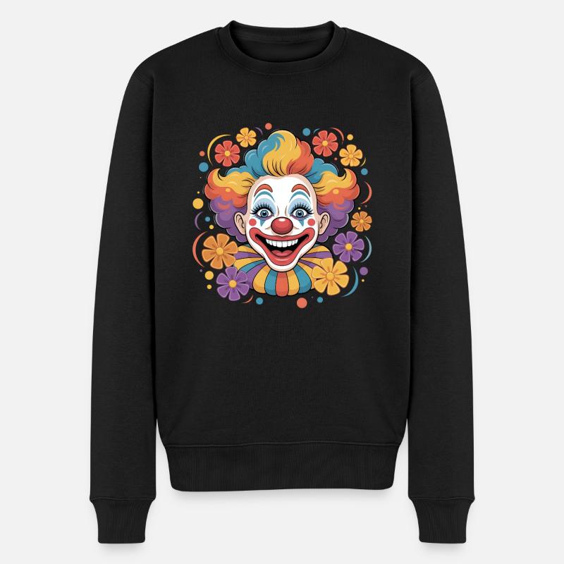 Clown joyeux avec des fleurs - Pull Premium bio Homme - noir
