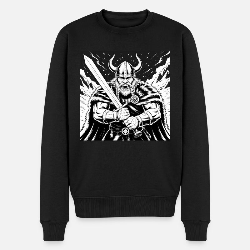 Mächtiger Wikinger-Krieger Version 3 - Männer Premium Bio Pullover - Schwarz