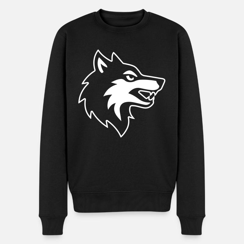 Wolf head logo icon - Men's Premium Organic Jumper - black