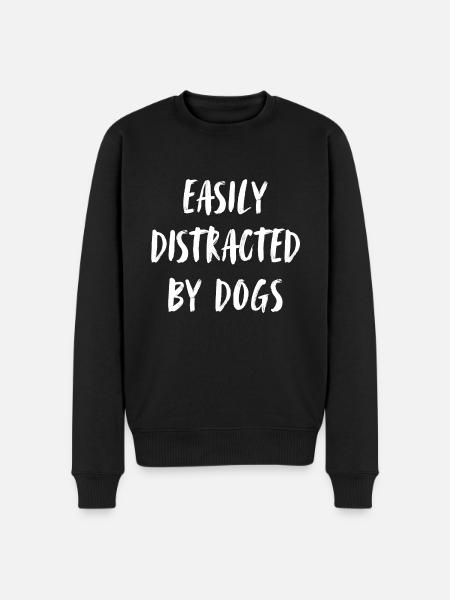 Easily distracted by dogs. - Men's Premium Organic Jumper - black