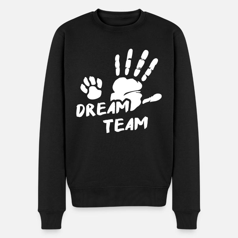 Dream Team Hundebesitzer Hundepfote Handabdruck - Männer Premium Bio Pullover - Schwarz