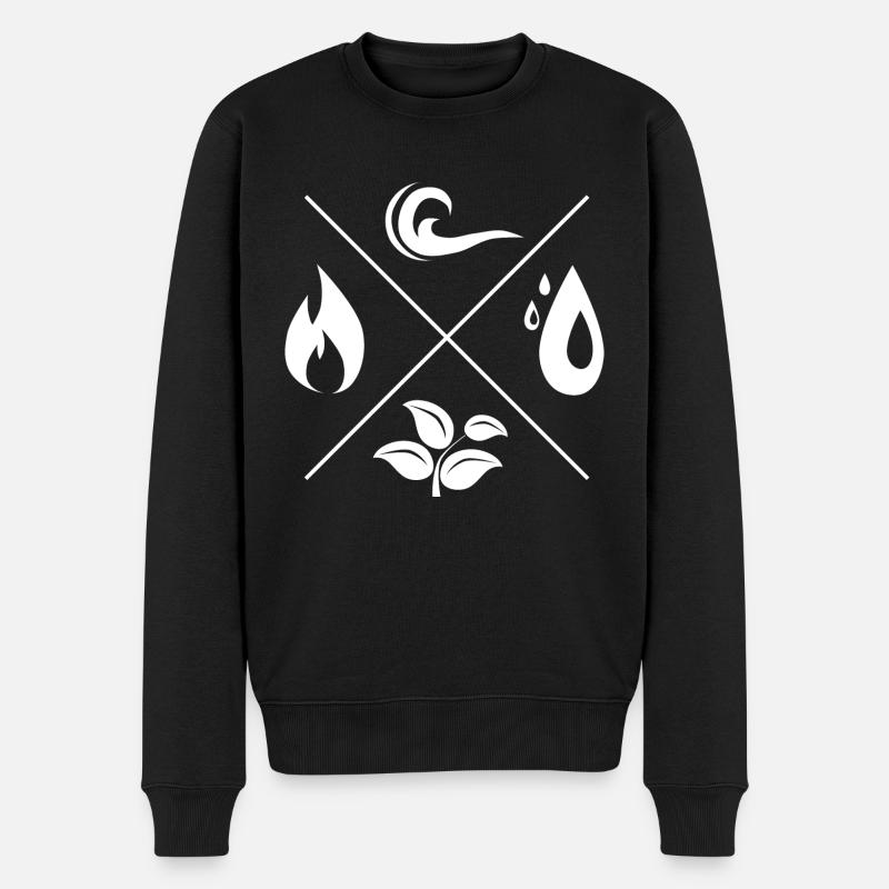 Die 4 Elemente - Feuer, Wasser, Erde, Luft - Männer Premium Bio Pullover - Schwarz