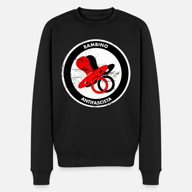 babmino antifascista - Männer Premium Bio Pullover - Schwarz