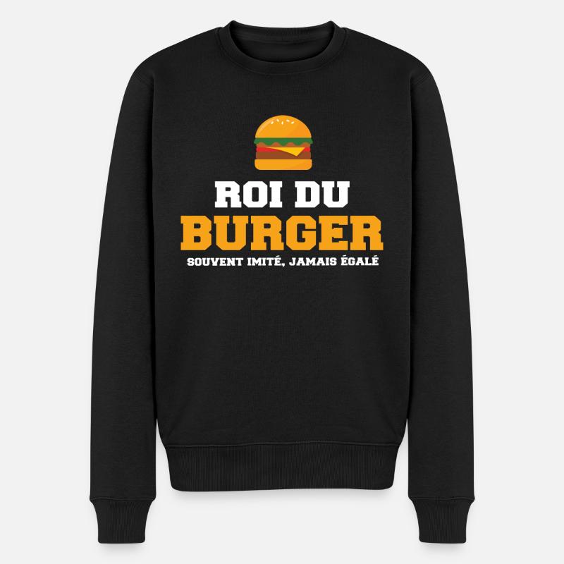 Roi du burger cuisto cuisinier hamburger - Pull Premium bio Homme - noir