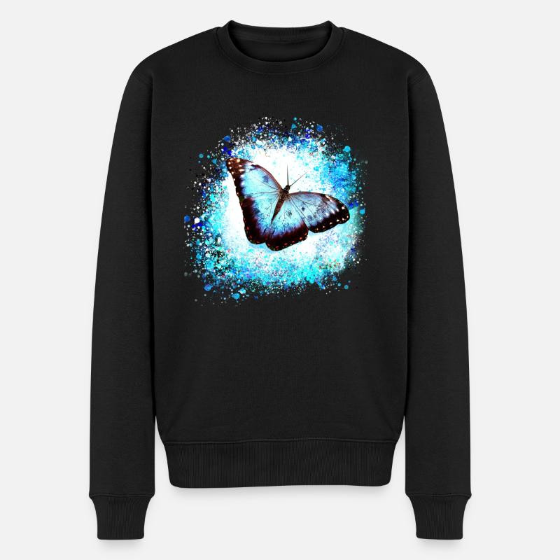 schmetterling ,blau ,graffiti,türkis,malerei - Männer Premium Bio Pullover - Schwarz